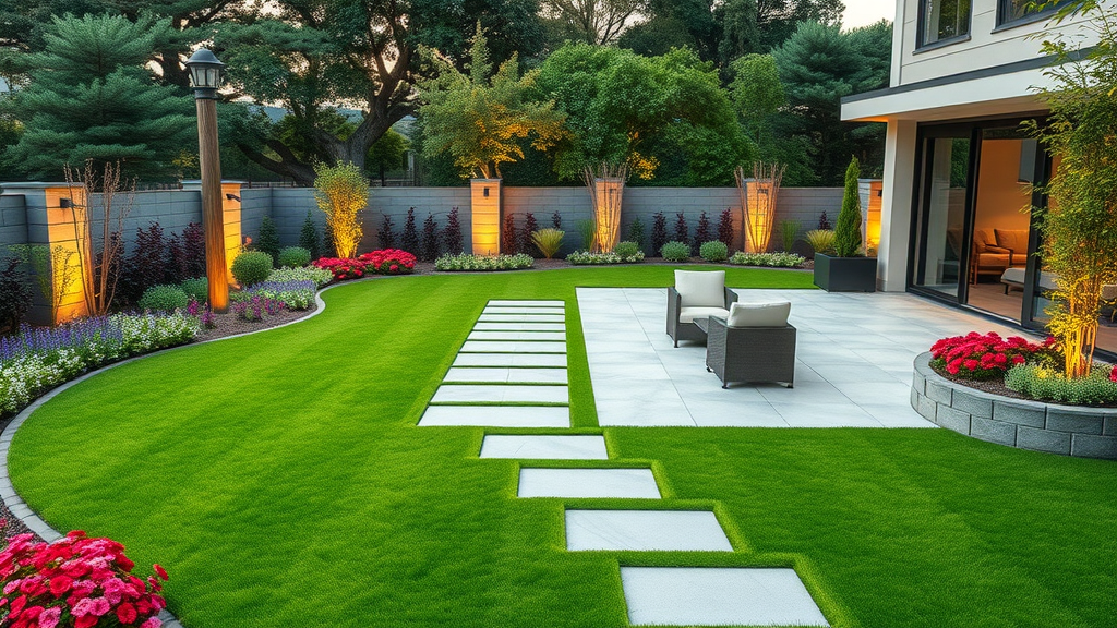 Expert landscape design construction creates lush functional modern backyard