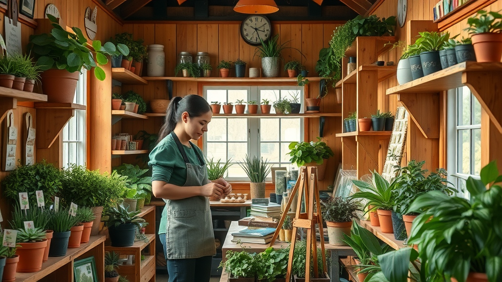 Eco-friendly garden shop offering low-waste gardening products and sustainable tools