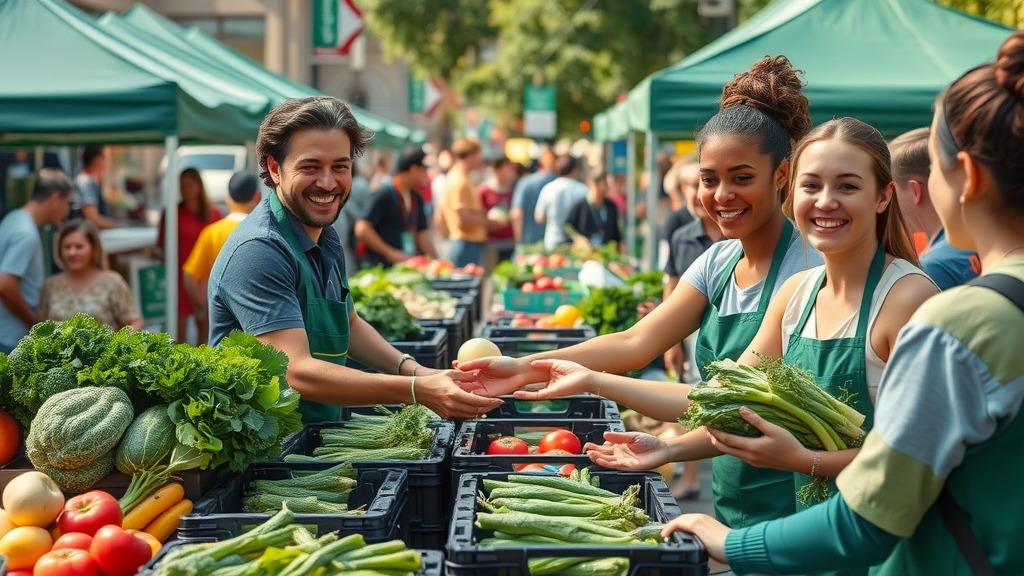 local produce urban gardening vancouver city market volunteers distributing fresh food