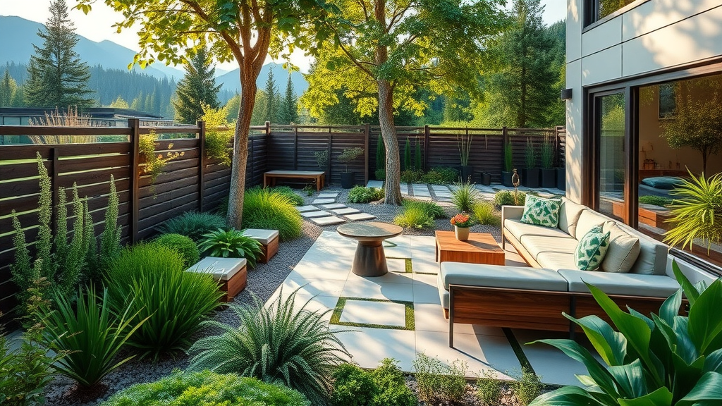 Expert Vancouver landscape design with patio, native plants, and mountain backdrop